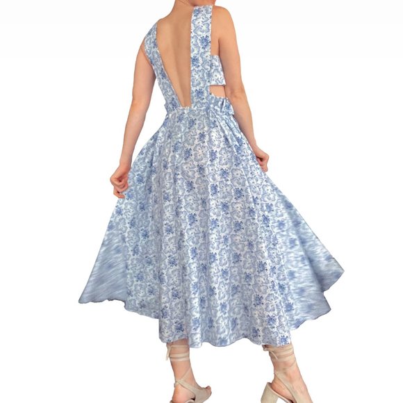 Selkie Dresses & Skirts - Selkie • size S-M • pinafore printed backless midi dress